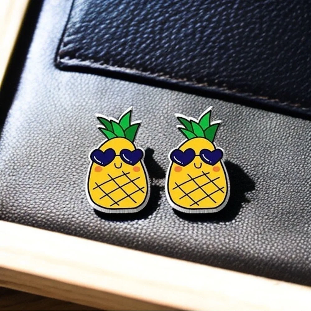 Pineapple Paradise: Handmade Food Stud Earrings - 🍍Sweet Summertime Studs